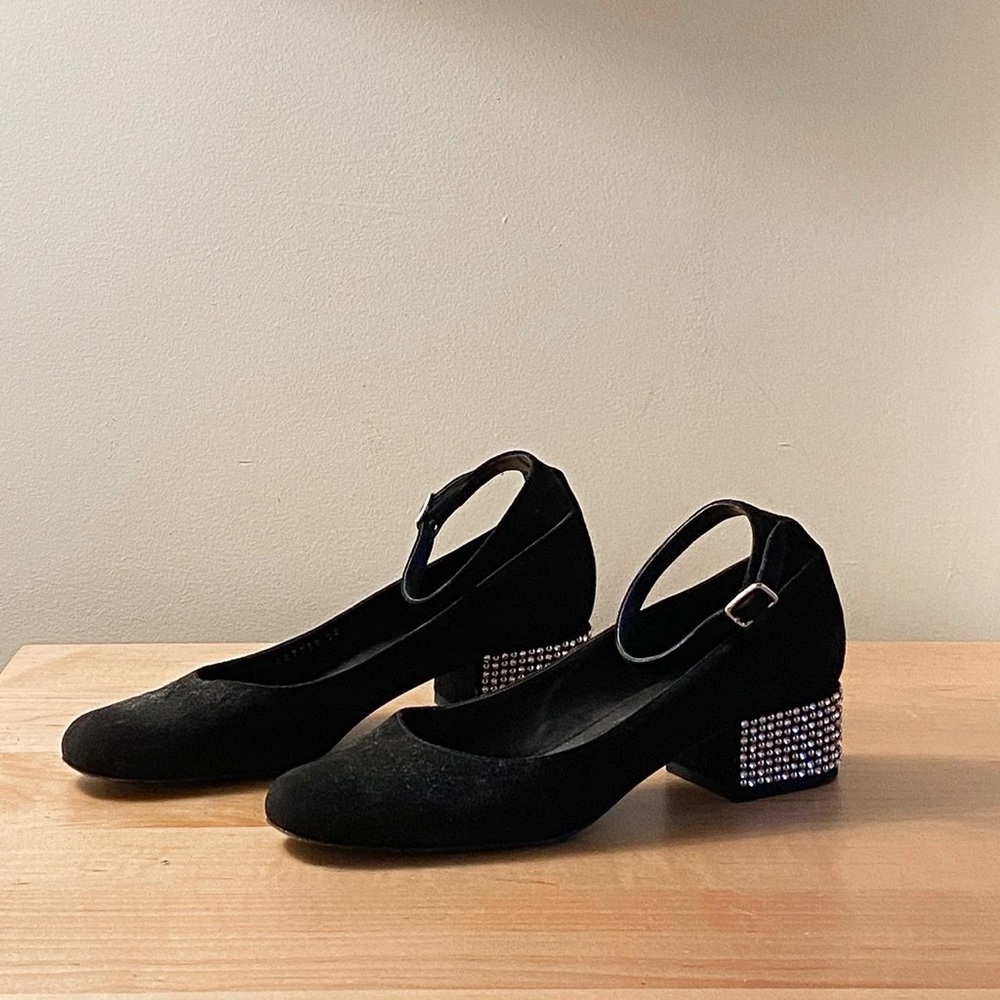 Saint Laurent by Hedi Slimane Suede Swarovski Babies Mary Janes 38